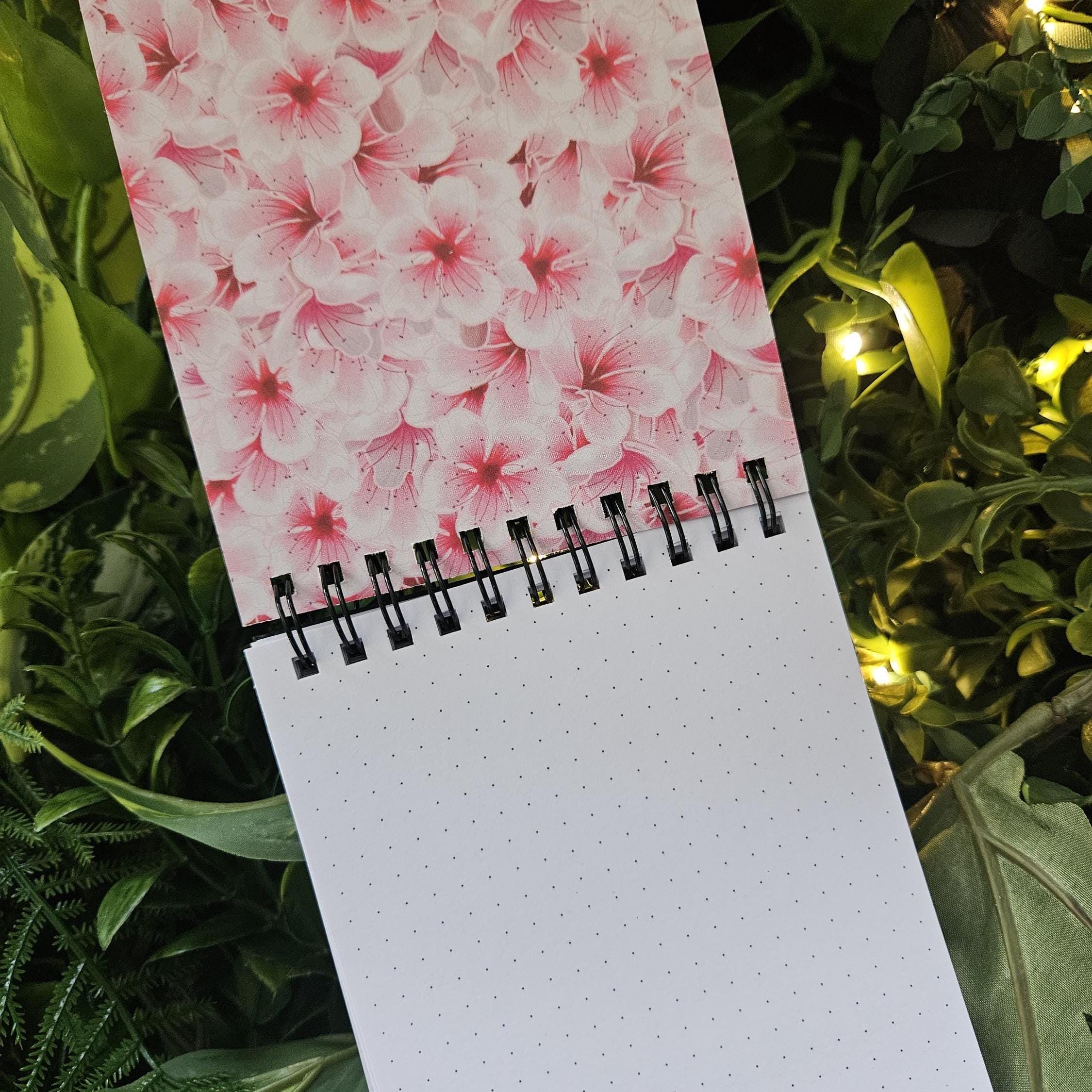 4x5 inches HANDMADE Top Bound SPIRAL NOTEBOOK: Pastel Fruit Bat with Sakura Flowers Acornandcrowstudio