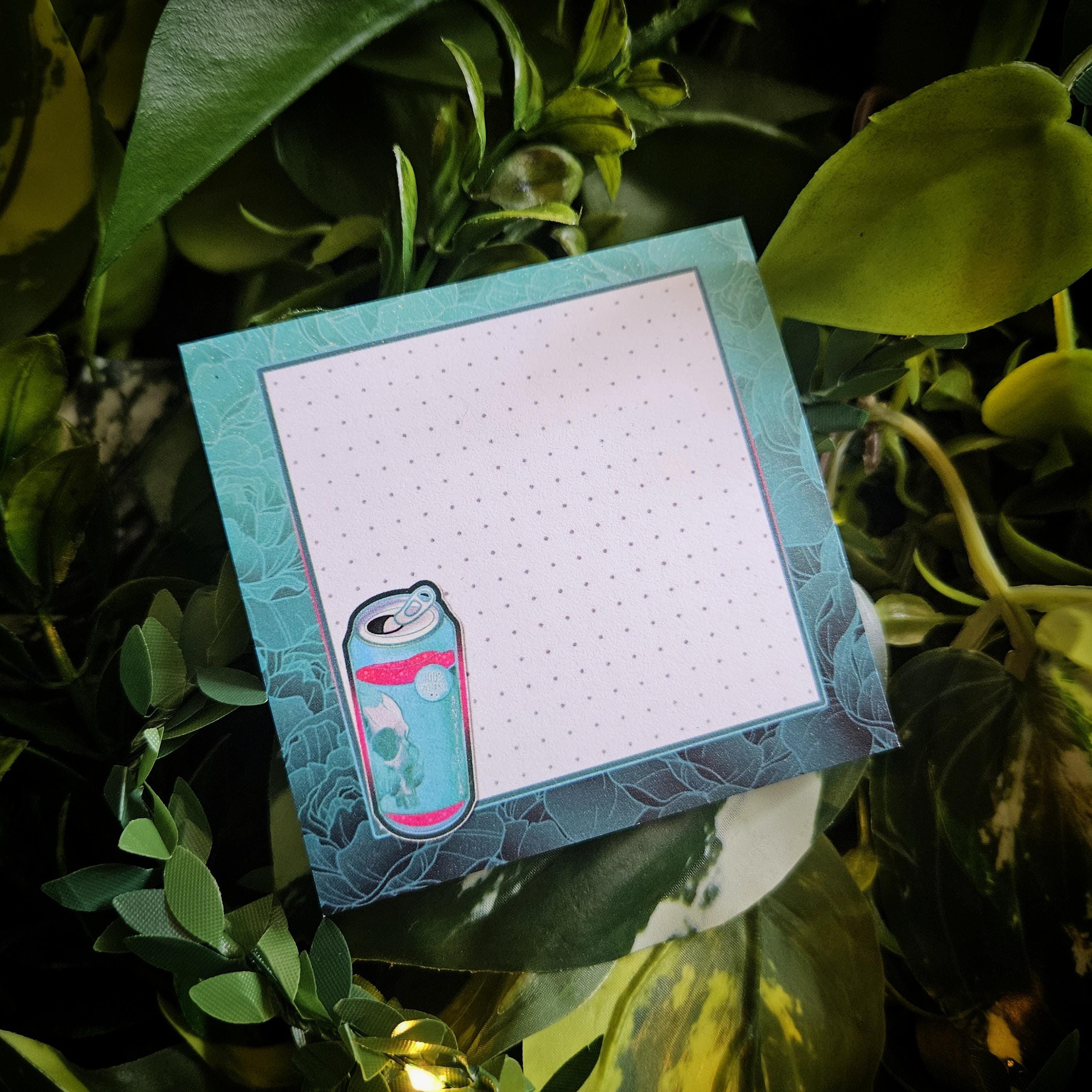 STICKY NOTES: Anxietea Teal 'Tea' Can Dotted Style Sticky Memo Pad - 3x3 inches