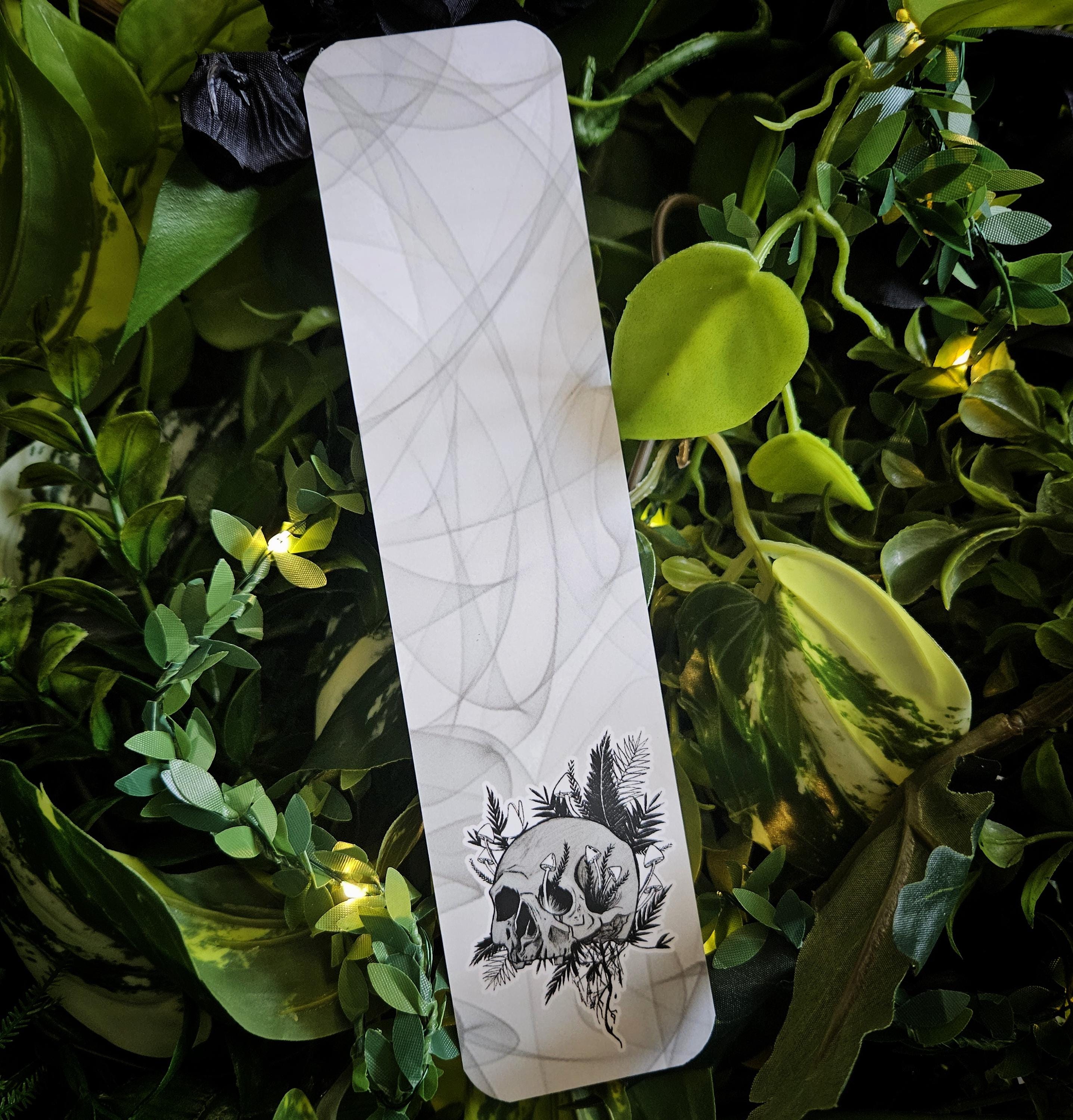 BOOKMARK: Rebirth Skull and Ferns Acornandcrowstudio