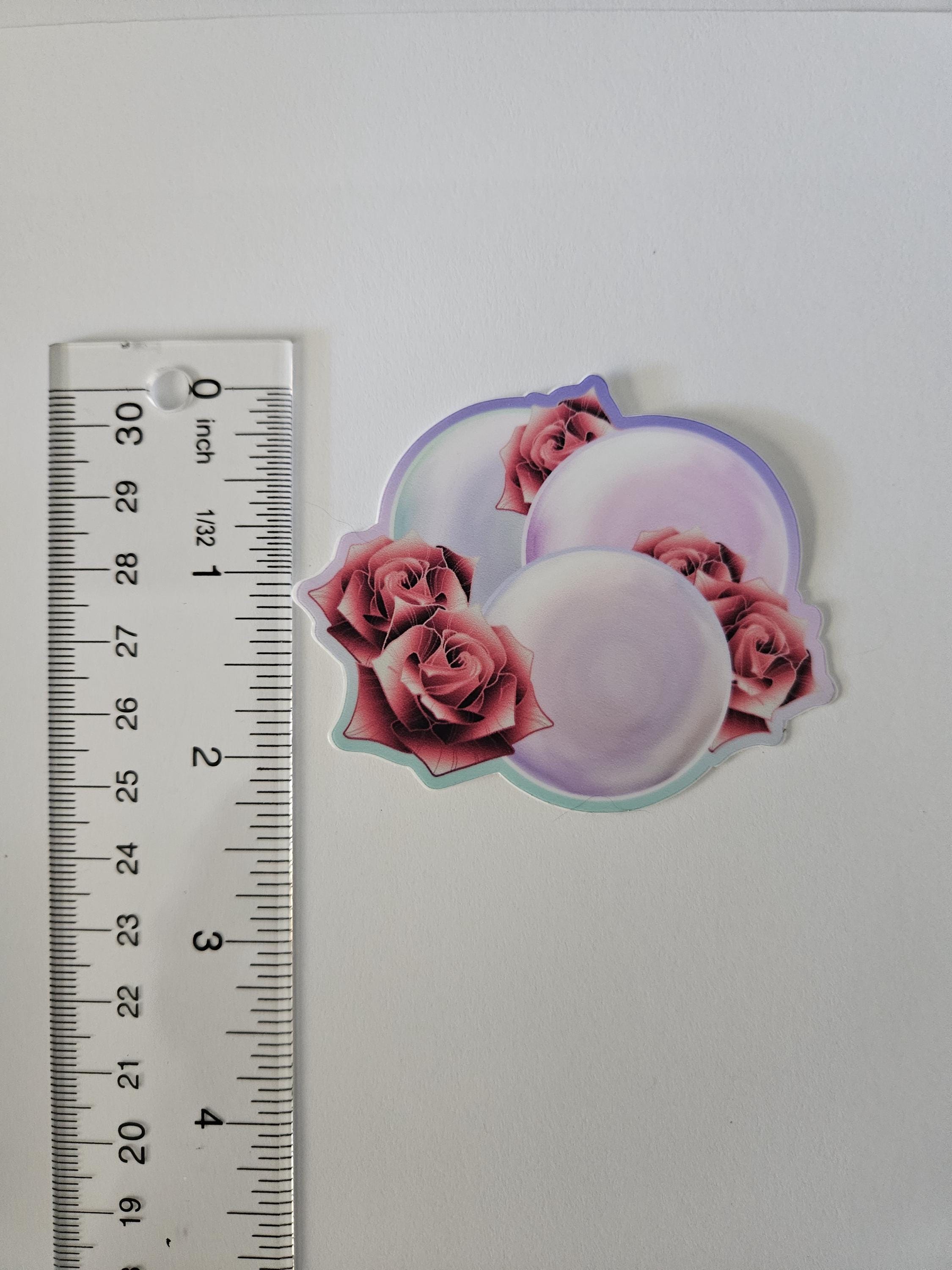 MATTE STICKER: June Pearl Crystal with Roses , Pastel Pearl Crystal Sticker , Pearl Crystal Sticker , Crystal and Roses , Floral Crystal Acornandcrowstudio