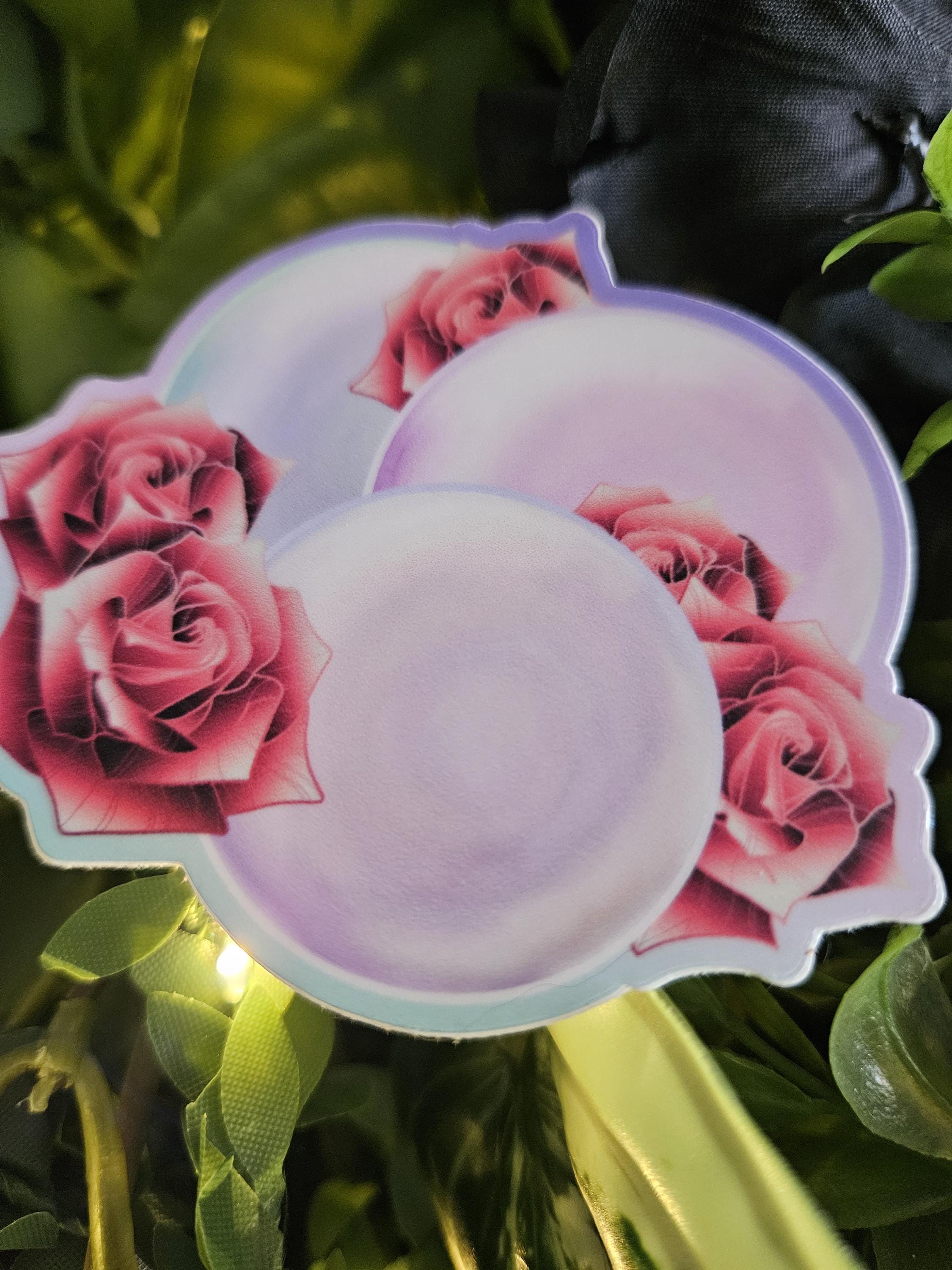 MATTE STICKER: June Pearl Crystal with Roses , Pastel Pearl Crystal Sticker , Pearl Crystal Sticker , Crystal and Roses , Floral Crystal Acornandcrowstudio