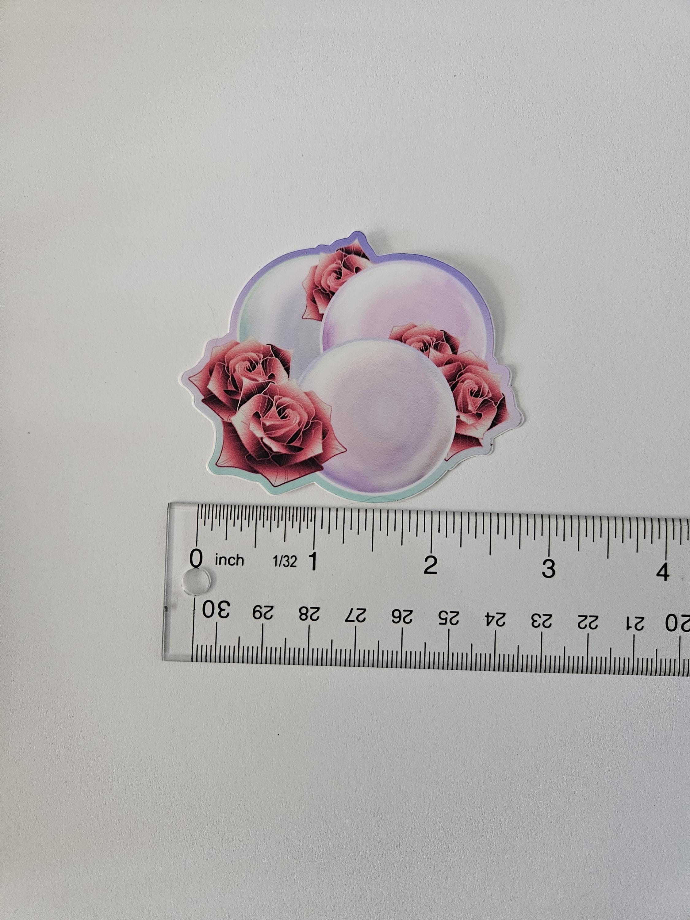 MATTE STICKER: June Pearl Crystal with Roses , Pastel Pearl Crystal Sticker , Pearl Crystal Sticker , Crystal and Roses , Floral Crystal Acornandcrowstudio
