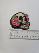 MATTE STICKER: Flourish Skull with Zinnia and Peacock Butterflies , Skull Sticker , Sketchy Skull Art , Floral Skull Sticker