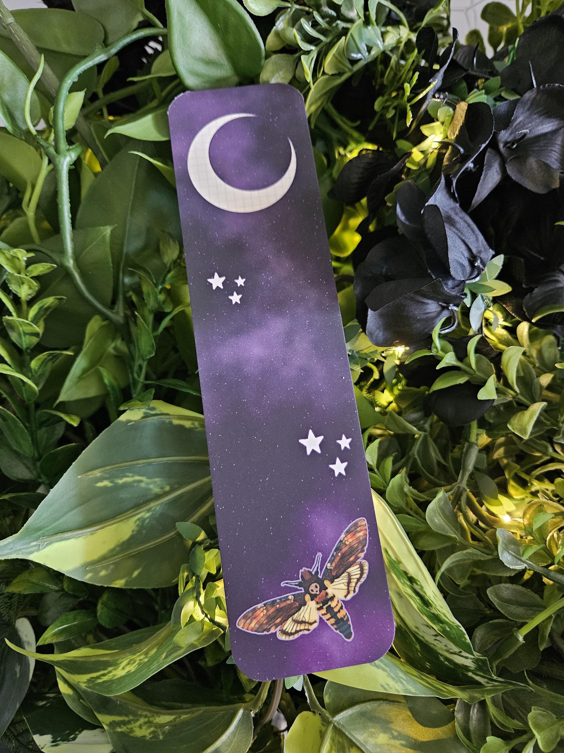 BOOKMARK: Death's Head Hawk Moth and Celestial Moon Acornandcrowstudio