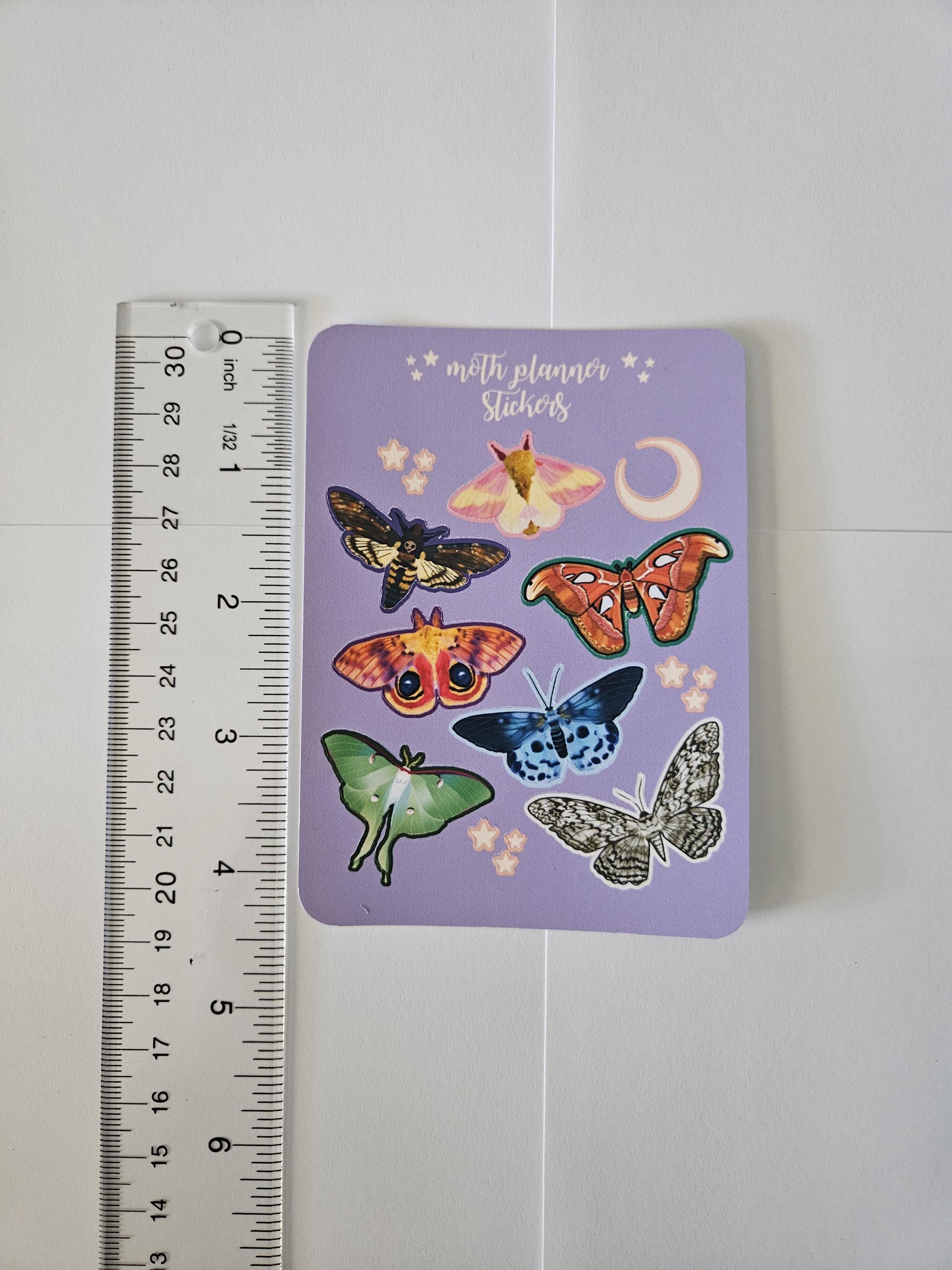 PLANNER STICKER SHEET : Moths Moon and Stars , Planner Stickers , Paper Planner Stickers , Moth Journal Stickers , Journaling Stickers