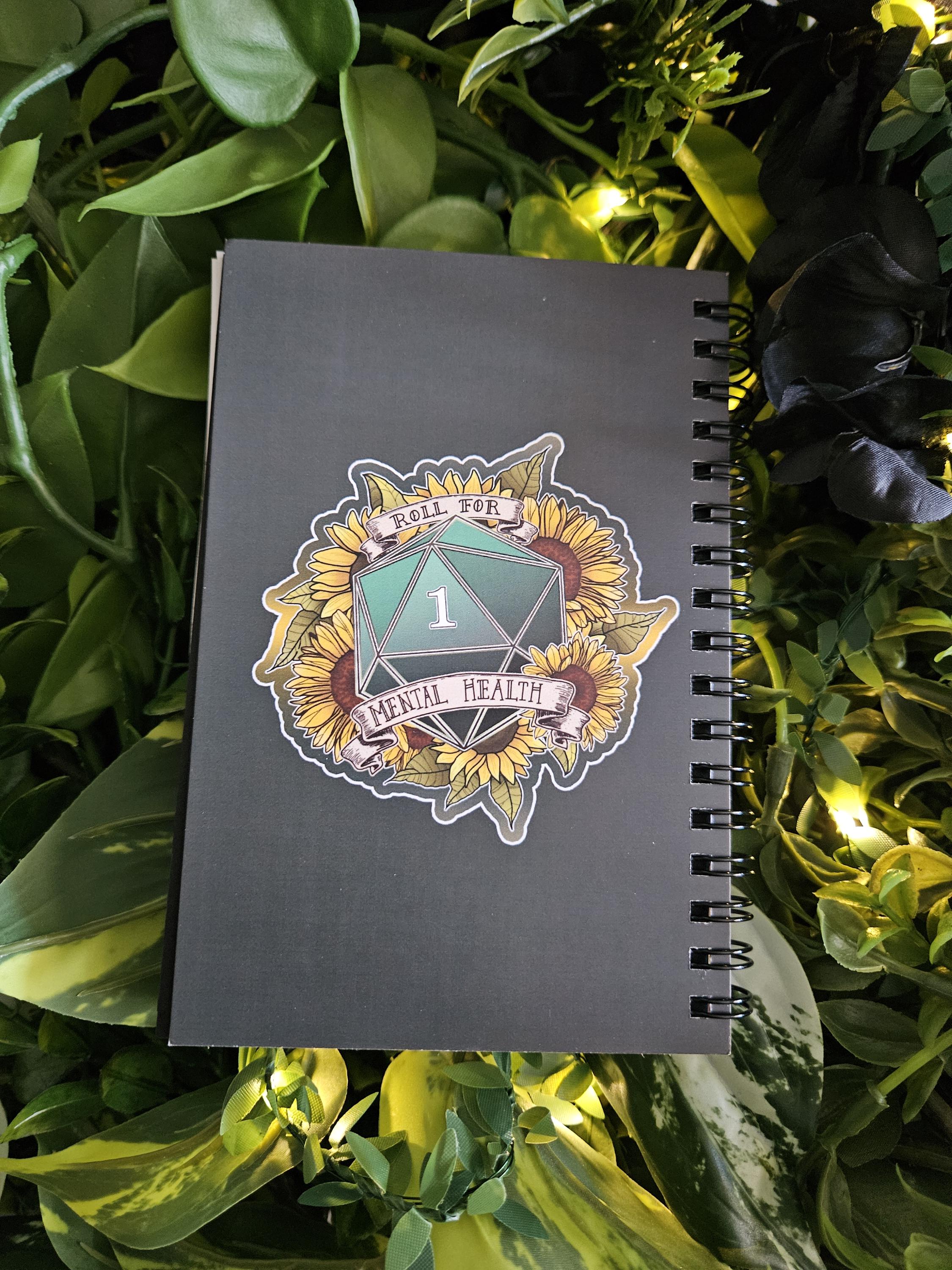 4x6 HANDMADE SPIRAL NOTEBOOK: Roll for Mental Health Natural One D20