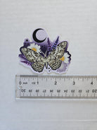 MATTE STICKER: White Witch Moth with Daisies and Lavender Acornandcrowstudio