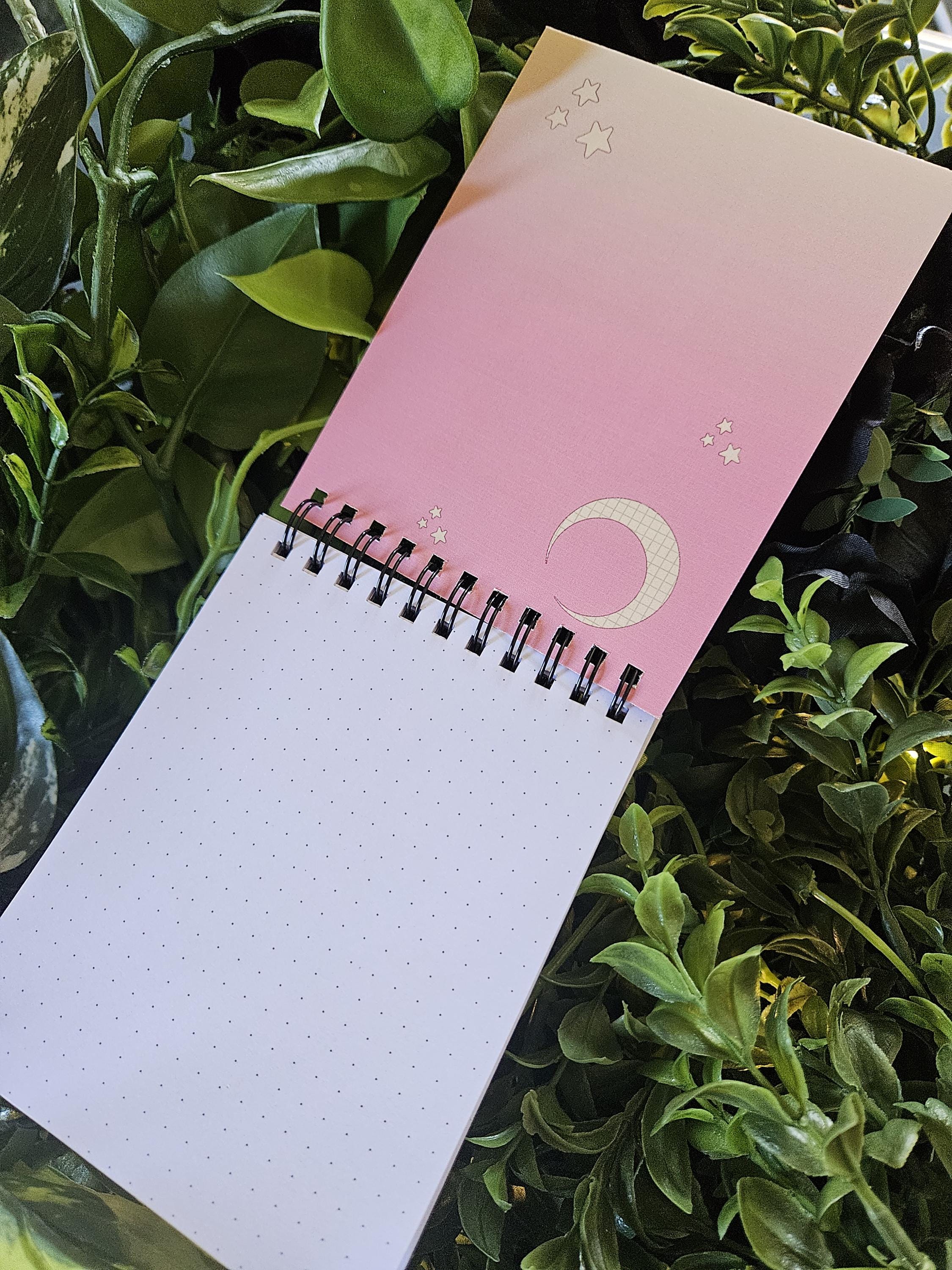 4x5 inches HANDMADE Top Bound SPIRAL NOTEBOOK: Rosy Maple Moth Acornandcrowstudio