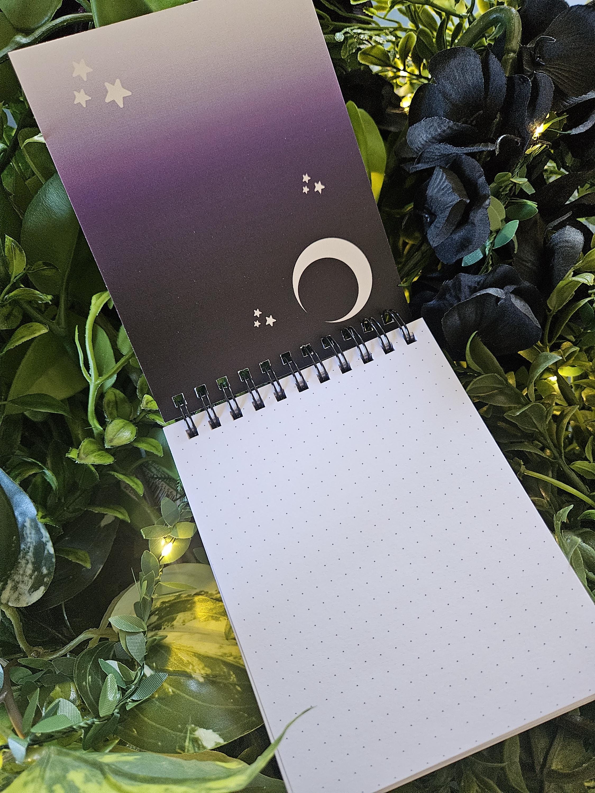 4x5 inches HANDMADE Top Bound SPIRAL NOTEBOOK: White Witch Moth Acornandcrowstudio