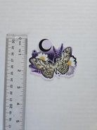 MATTE STICKER: White Witch Moth with Daisies and Lavender