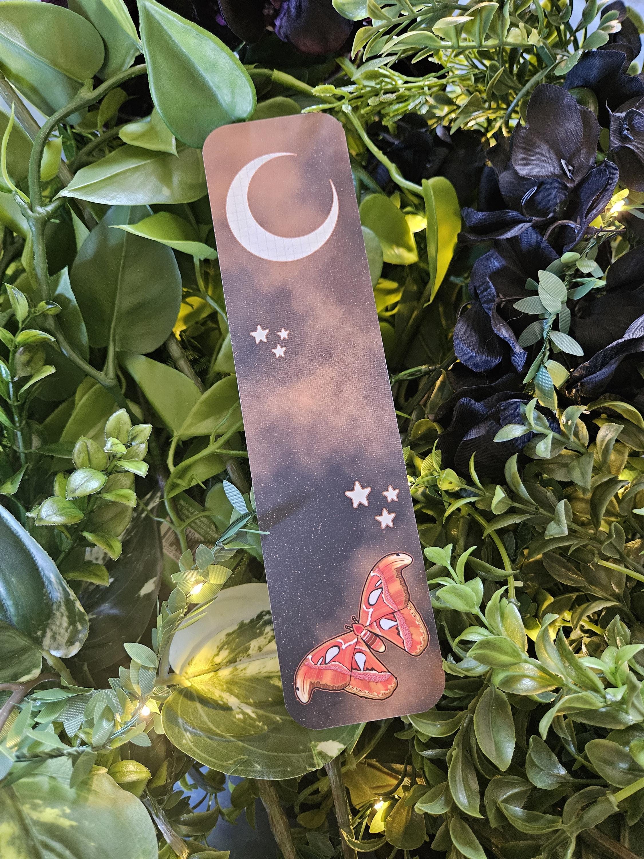 BOOKMARK: Atlas Moth and Celestial Moon Acornandcrowstudio
