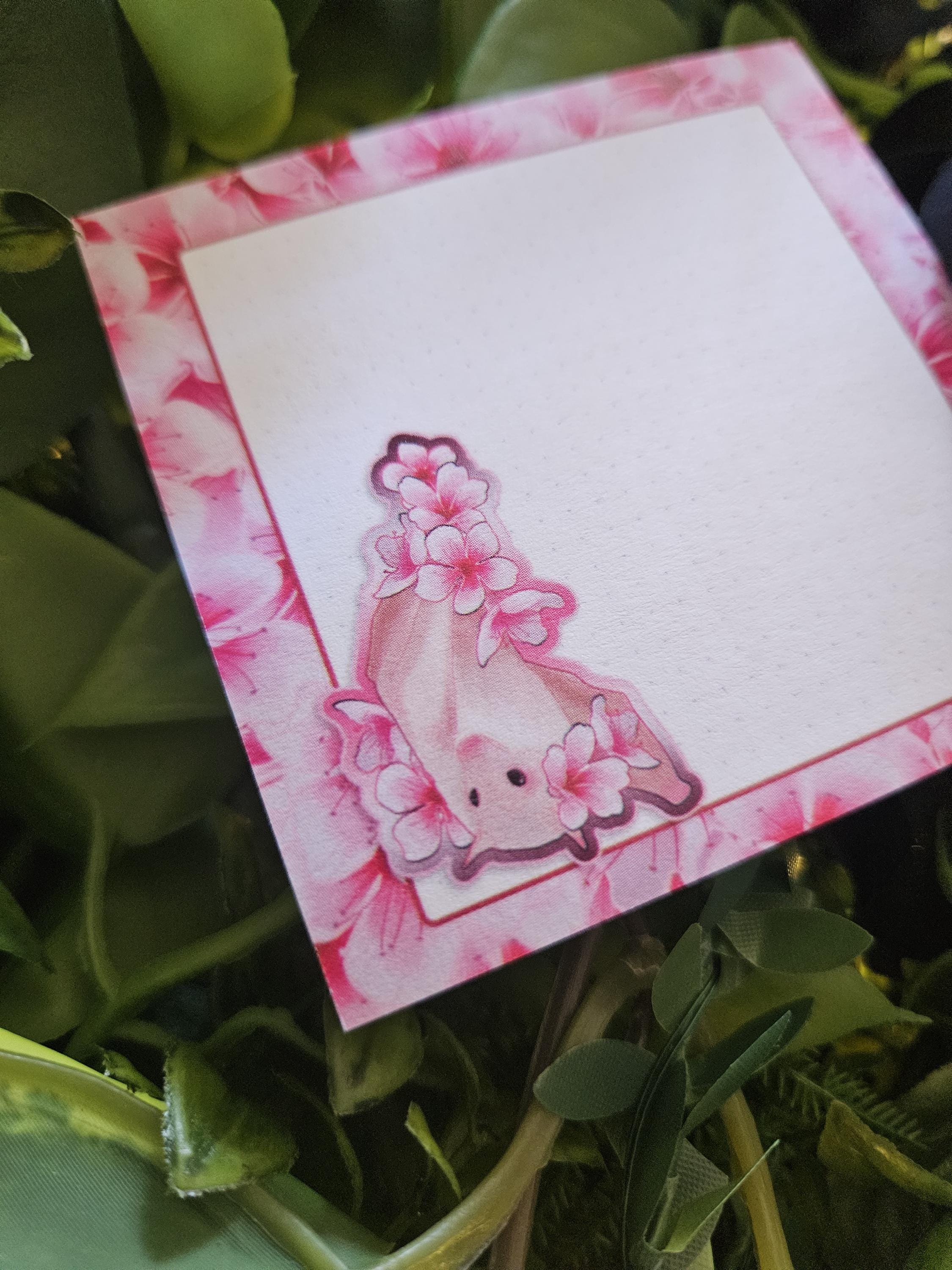 STICKY NOTES: Albino Fruit Bat with Sakura Flowers (Frankie)