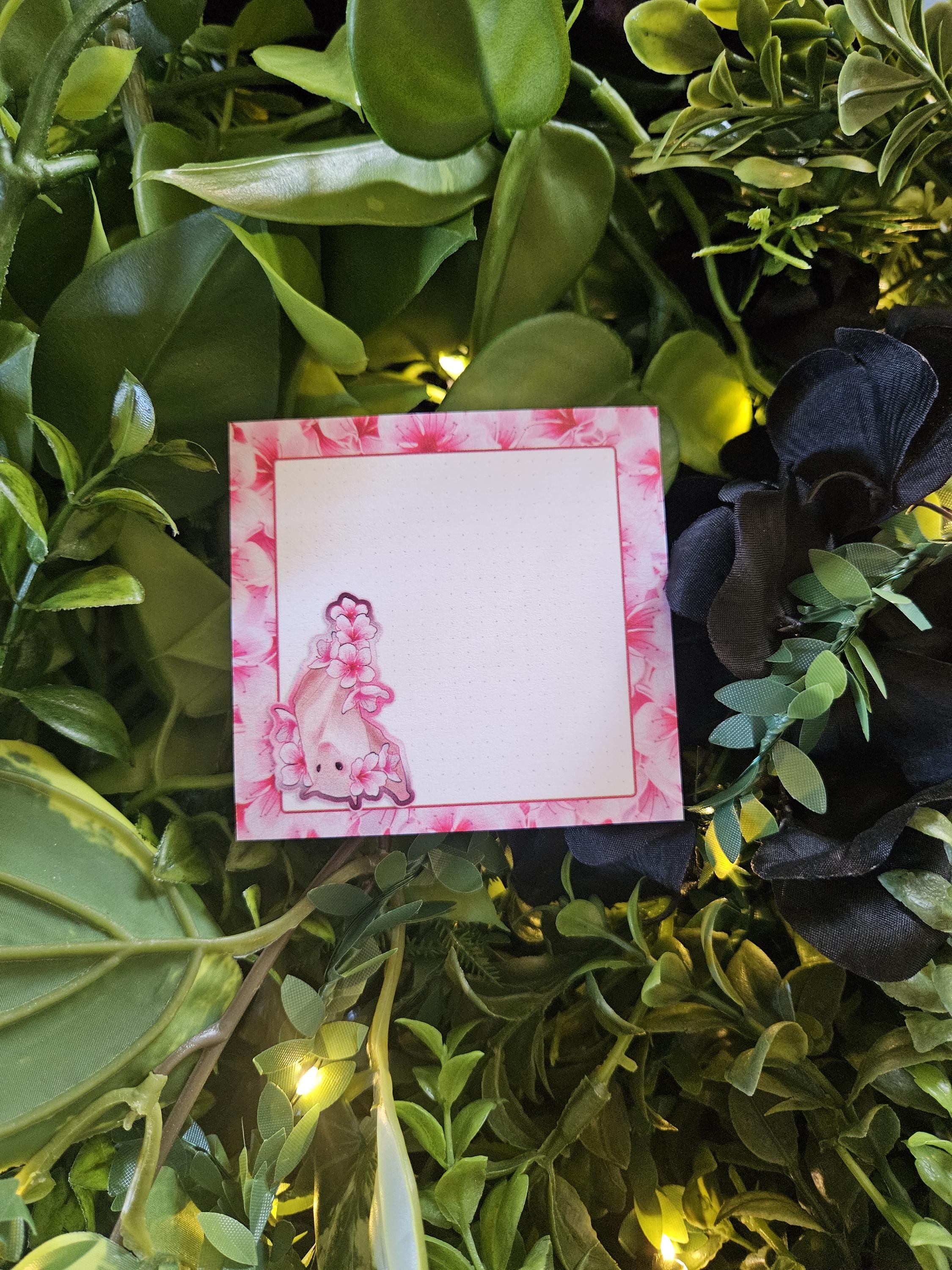 STICKY NOTES: Albino Fruit Bat with Sakura Flowers (Frankie)