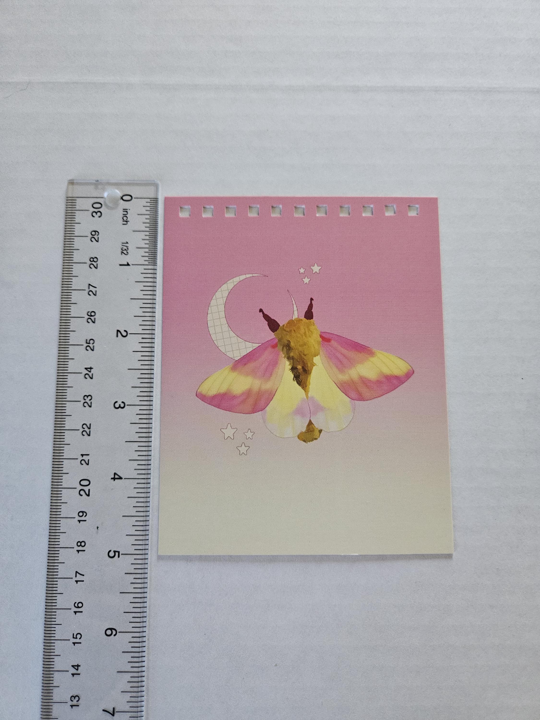 4x5 inches HANDMADE Top Bound SPIRAL NOTEBOOK: Rosy Maple Moth Acornandcrowstudio
