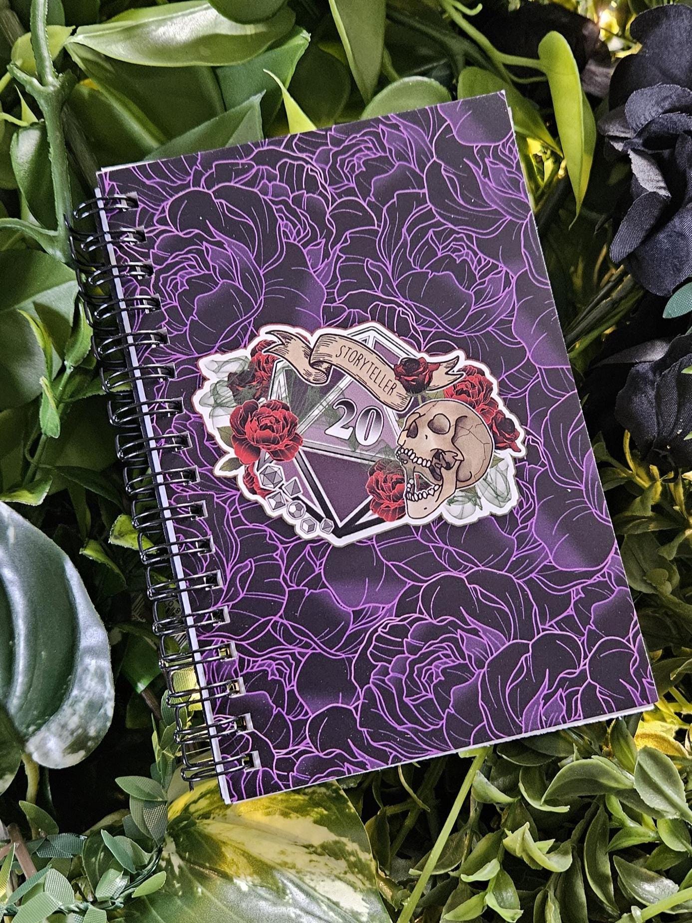 4x6 HANDMADE SPIRAL NOTEBOOK: Storyteller D20 Acornandcrowstudio