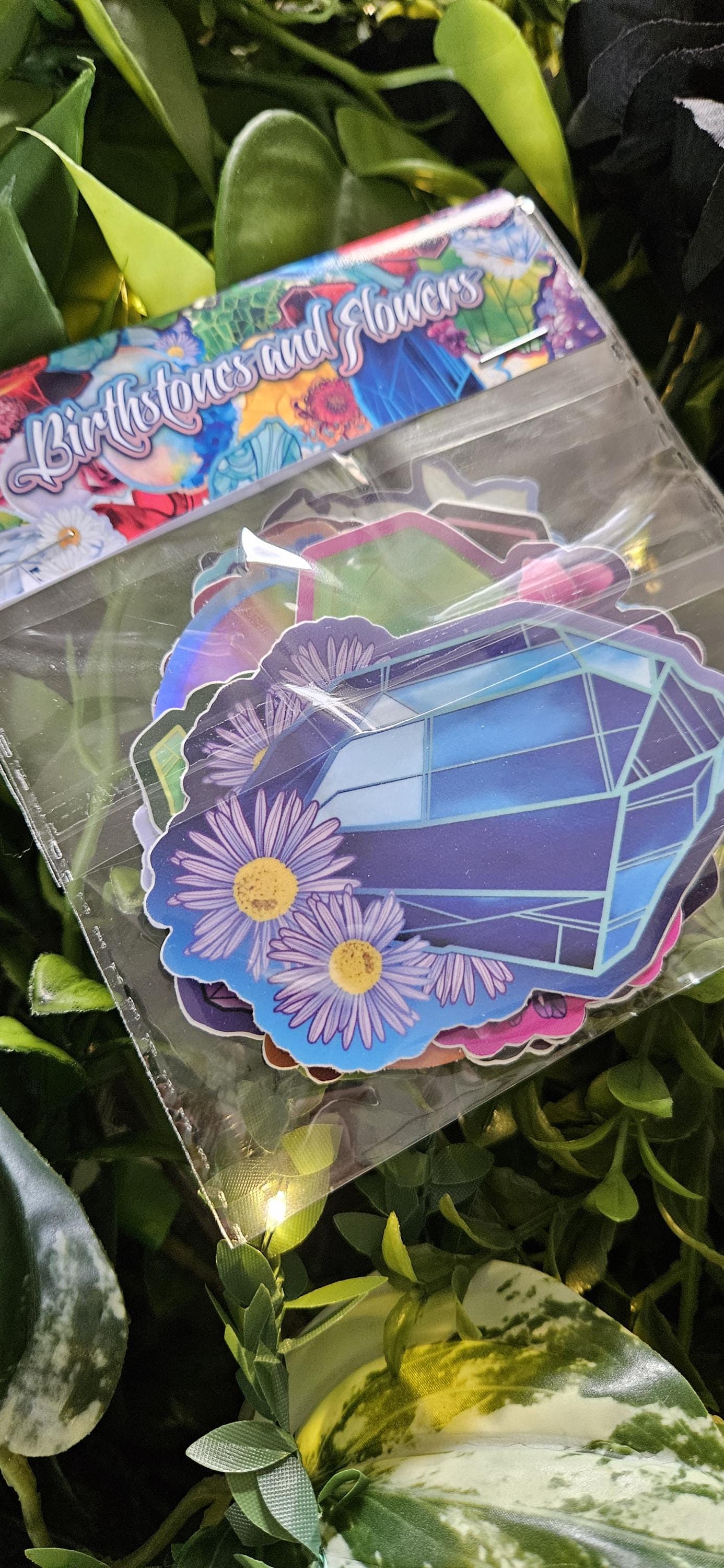 Birthstone Crystal STICKER PACK: Contains All 12 MATTE Birthstone Stickers Acornandcrowstudio