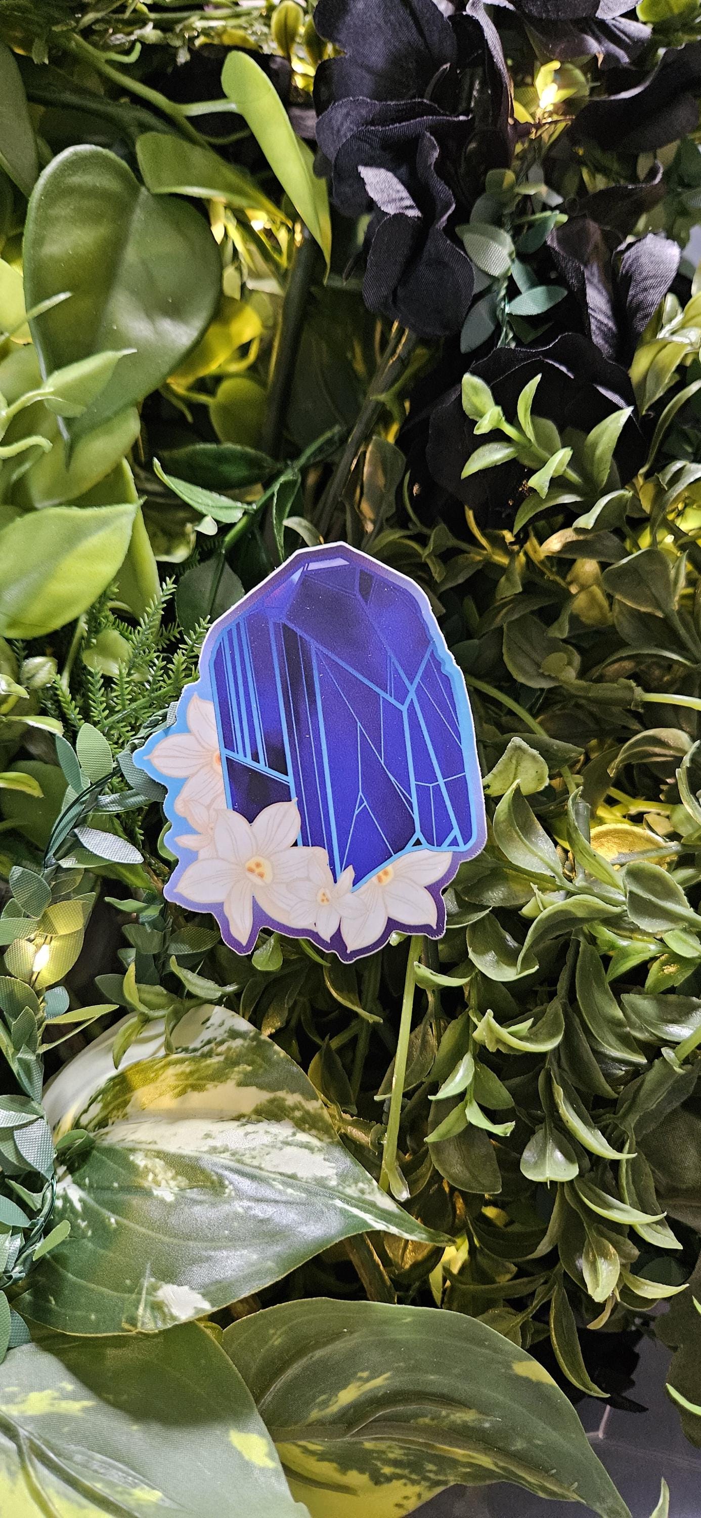 MATTE STICKER: December Tanzanite with Narcissus Acornandcrowstudio