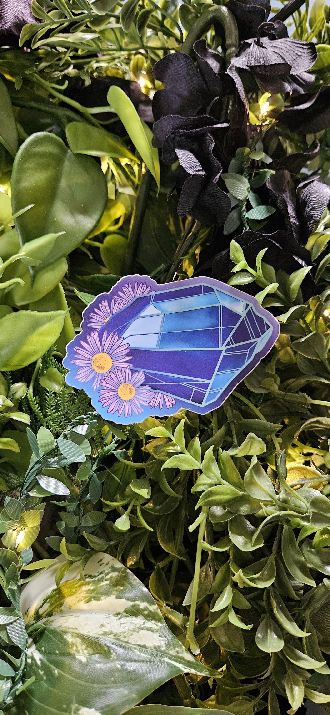 MATTE STICKER: September Sapphire with Asters Acornandcrowstudio
