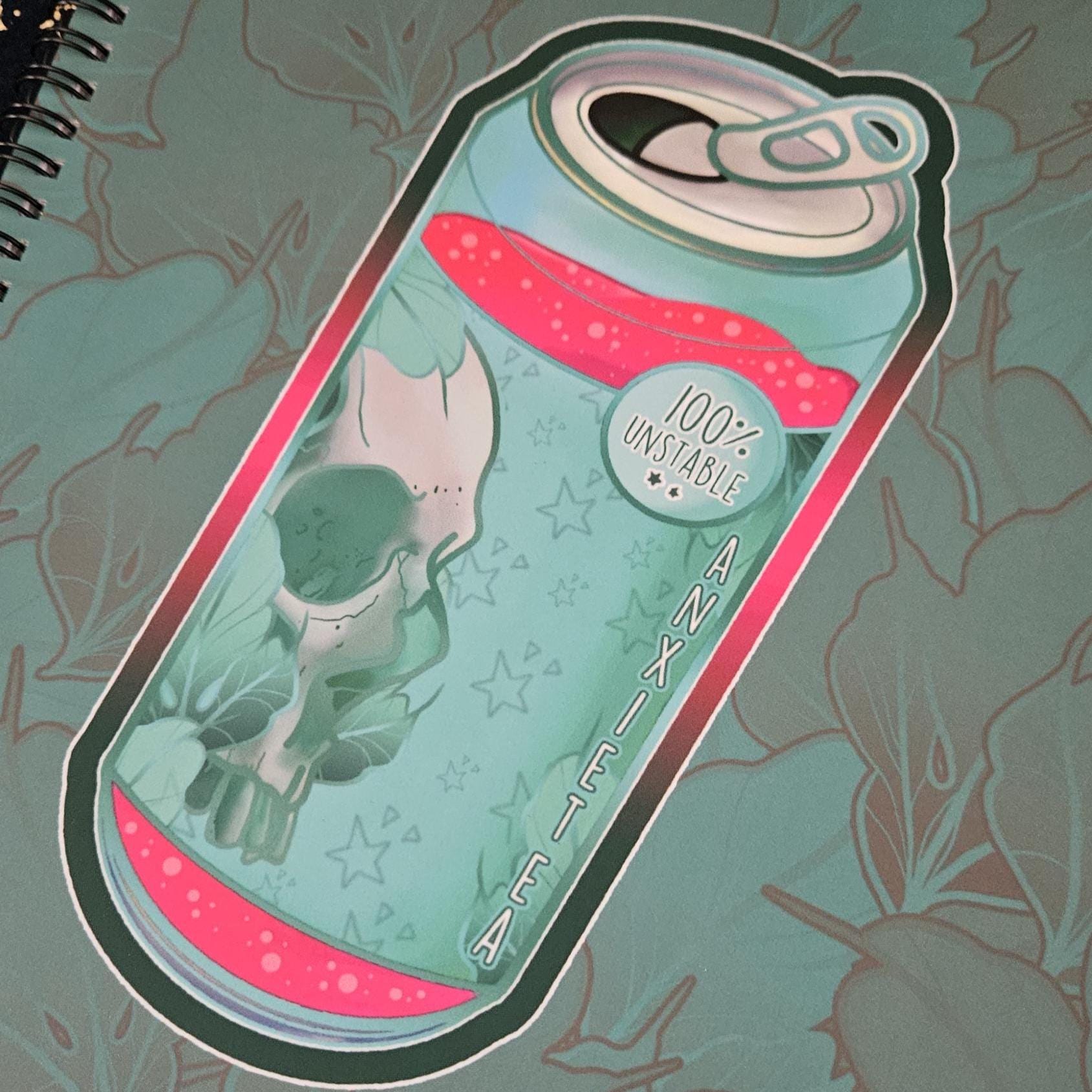 8.5 x 11 HANDMADE SPIRAL NOTEBOOK: AnxieTEA Teal 'Tea' Can