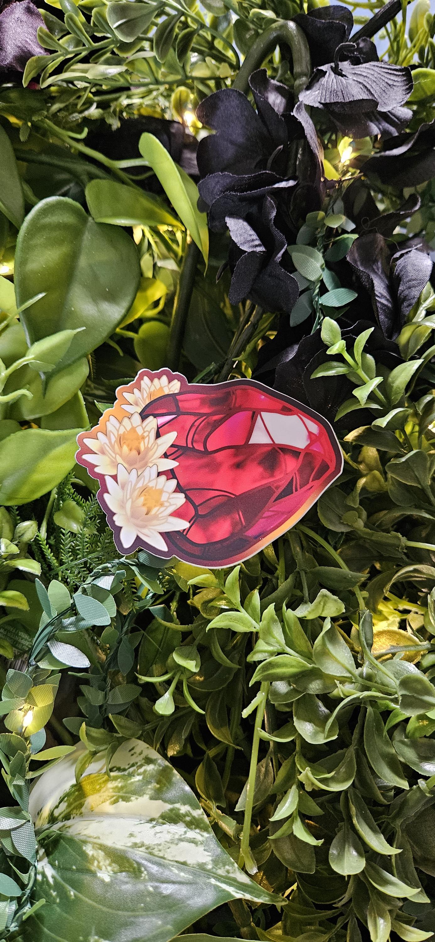 MATTE STICKER: July Ruby with Water Lily Acornandcrowstudio