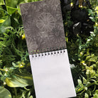 4x5 inches HANDMADE Top Bound SPIRAL NOTEBOOK: Flourish Skull with Zinnia Flowers Acornandcrowstudio