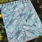 4x5 inches HANDMADE Top Bound SPIRAL NOTEBOOK: Aquamarine with Daffodils Acornandcrowstudio