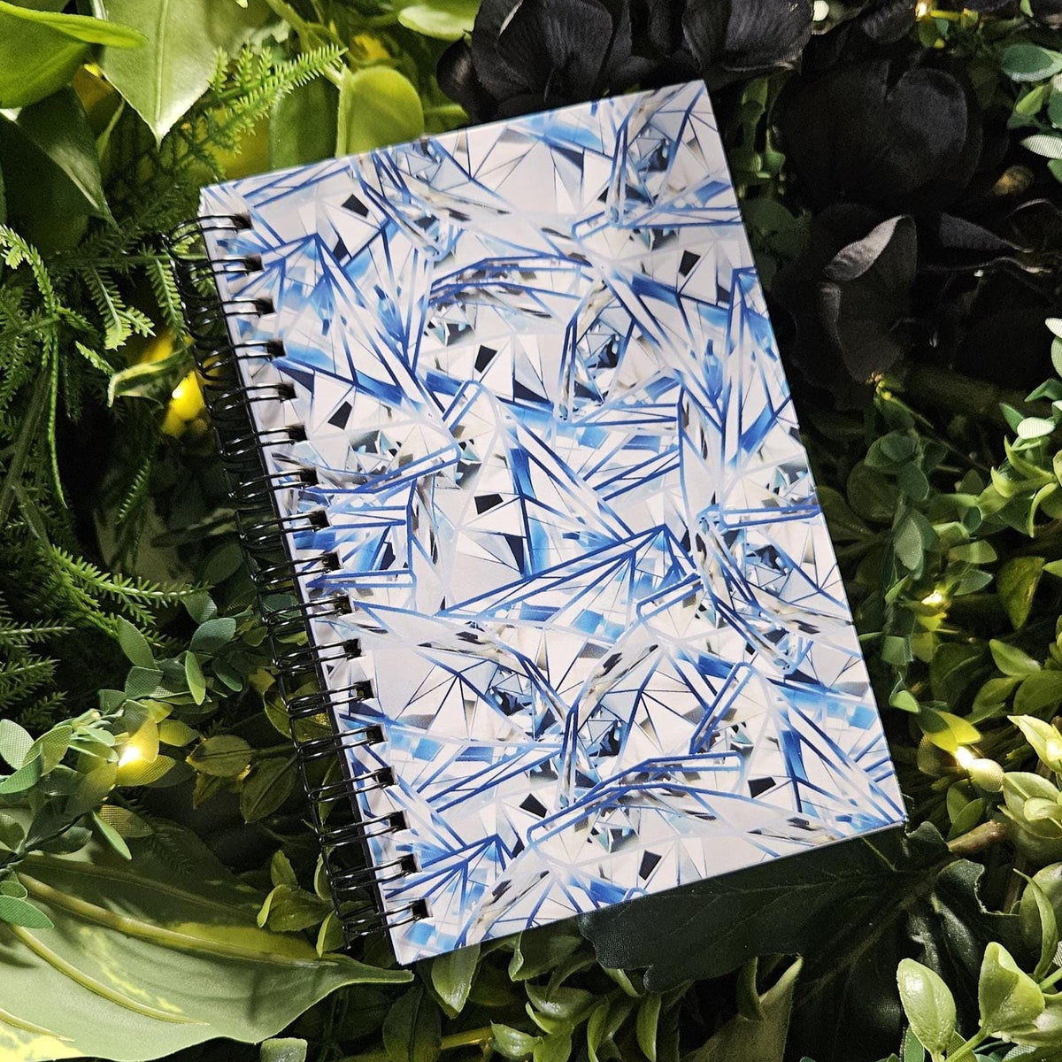 4x6 inches HANDMADE SPIRAL NOTEBOOK: Diamond with Daisies Acornandcrowstudio
