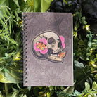 4x6 inches HANDMADE SPIRAL NOTEBOOK: Flourish Skull with Zinnia Flowers Acornandcrowstudio