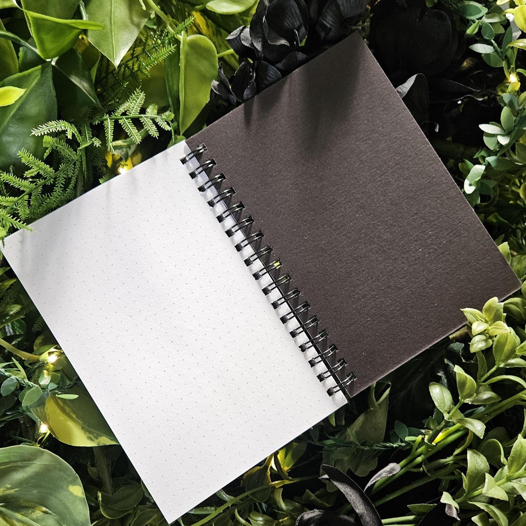 4x6 inches HANDMADE SPIRAL NOTEBOOK: Flourish Skull with Zinnia Flowers