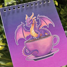 4x5 inches HANDMADE Top Bound SPIRAL NOTEBOOK: Caffeine Dragon Acornandcrowstudio