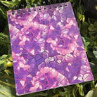 4x5 inches HANDMADE Top Bound SPIRAL NOTEBOOK: Amethyst Crystal with Violets Acornandcrowstudio