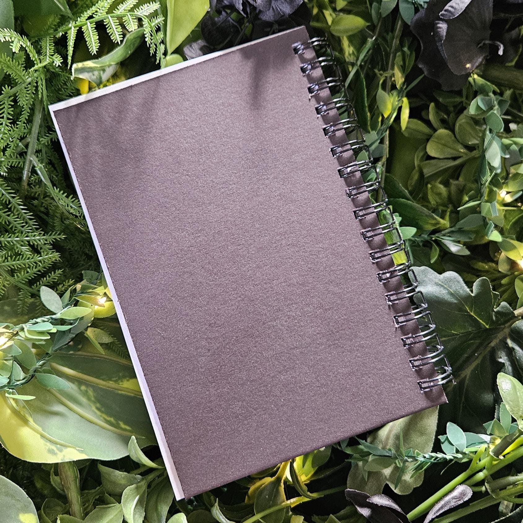 4x6 inches HANDMADE SPIRAL NOTEBOOK: Garnet Crystal with Carnations