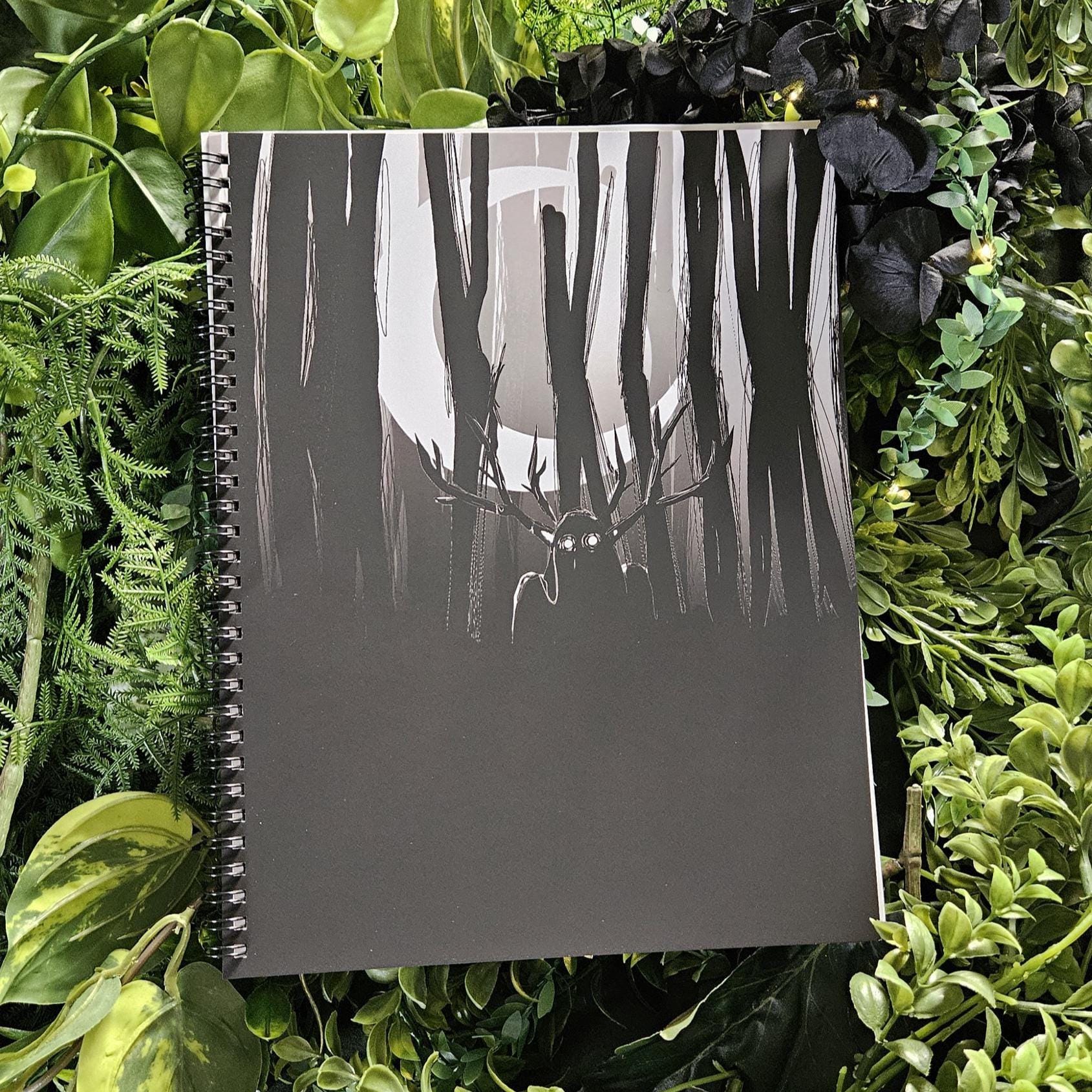8.5 x 11 HANDMADE SPIRAL NOTEBOOK: The Watcher Acornandcrowstudio