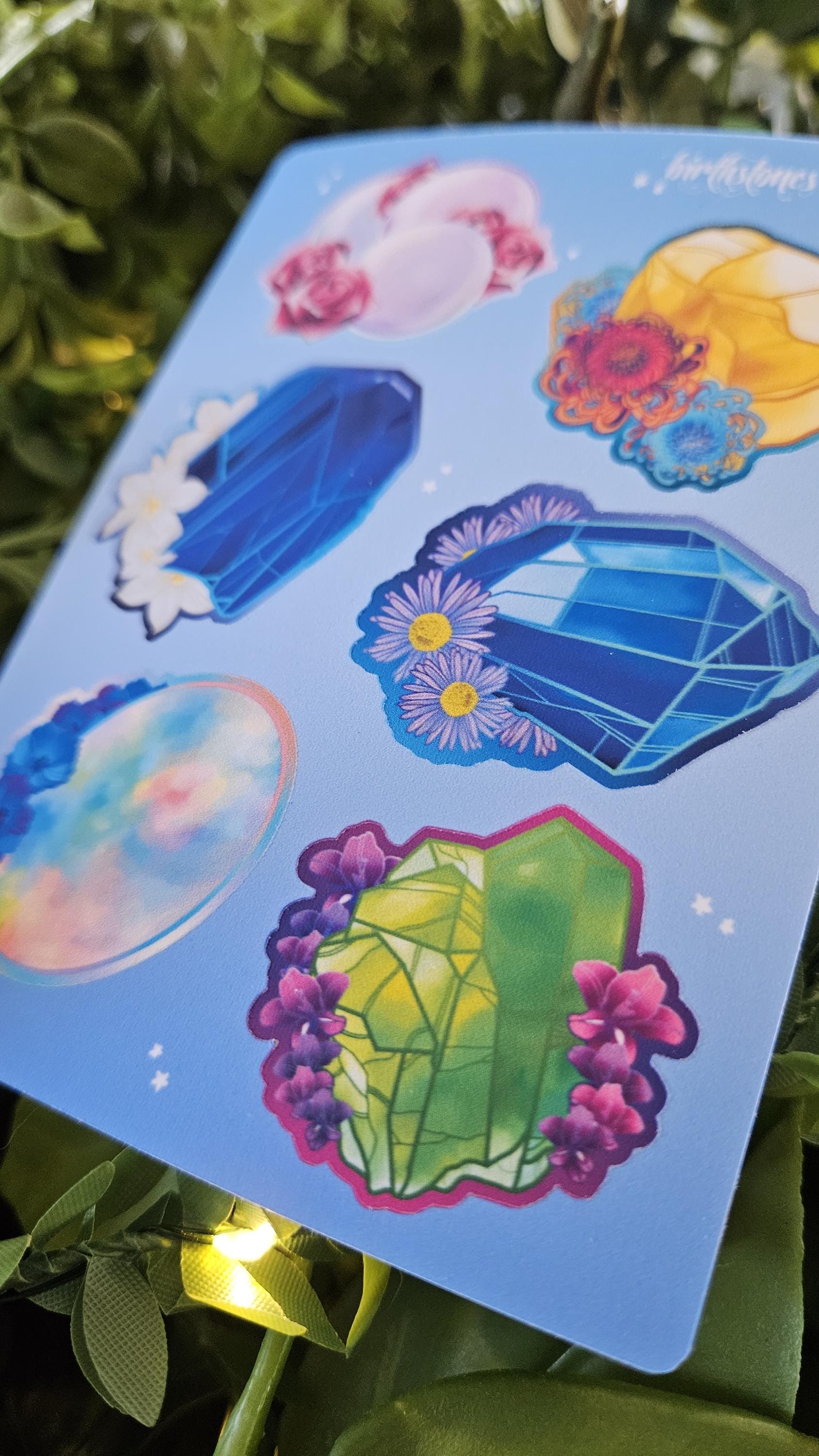 PLANNER STICKER SHEET : Birthstone Crystals Part 2 - Pearl, Topaz, Tanzanite, Sapphire, Opal, Peridot Acornandcrowstudio