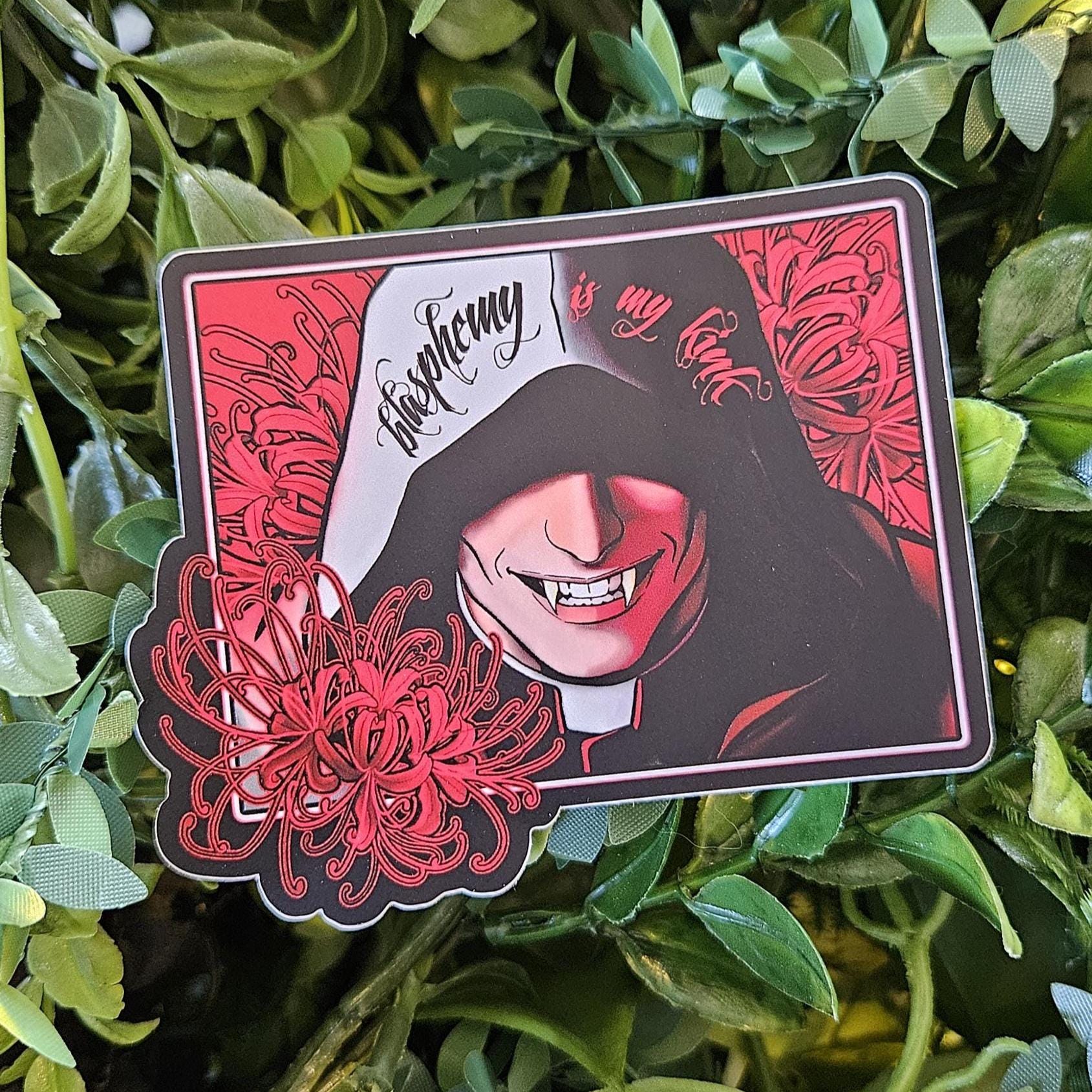 MATTE STICKER: Blasphemy is my K*nk Acornandcrowstudio