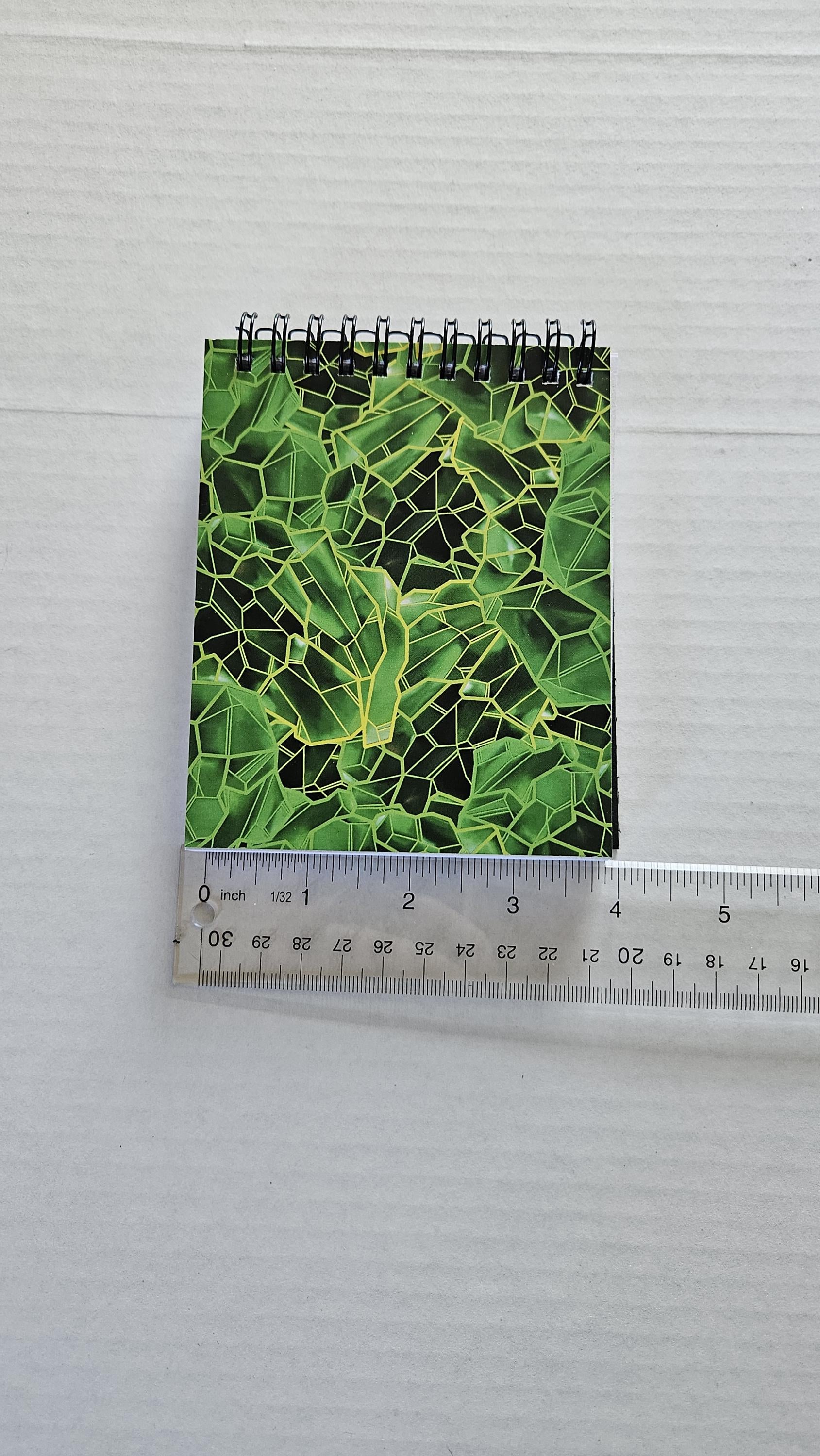 4x5 inches HANDMADE Top Bound SPIRAL NOTEBOOK: Emerald with Lily of the Valley Acornandcrowstudio