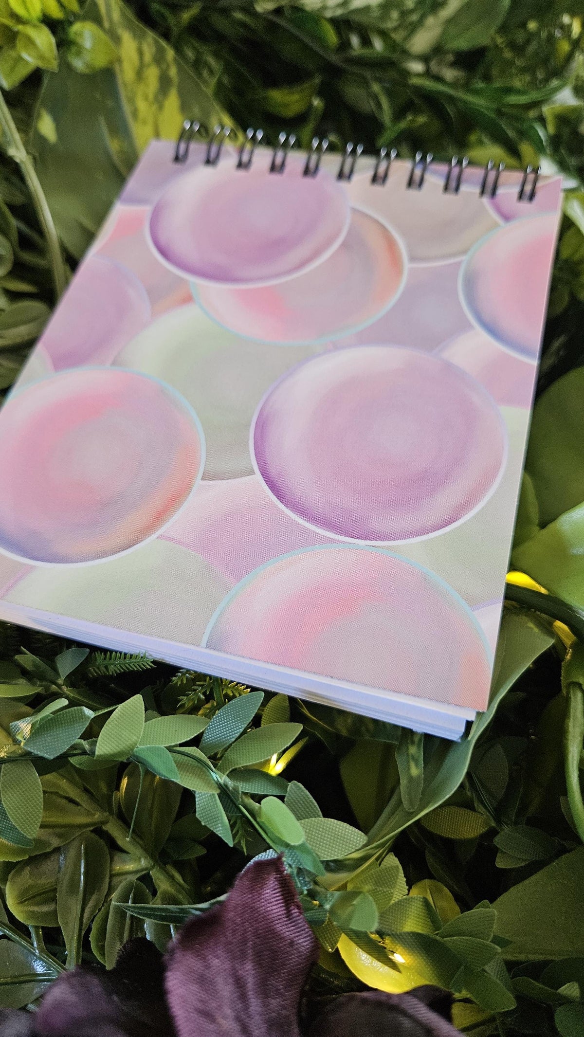 4x5 inches HANDMADE Top Bound SPIRAL NOTEBOOK: Pearl with Roses Acornandcrowstudio