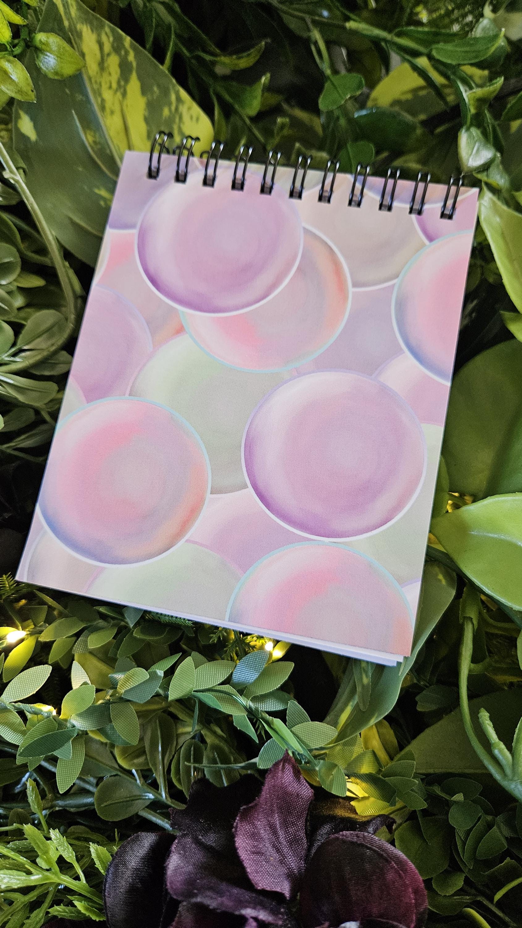 4x5 inches HANDMADE Top Bound SPIRAL NOTEBOOK: Pearl with Roses Acornandcrowstudio