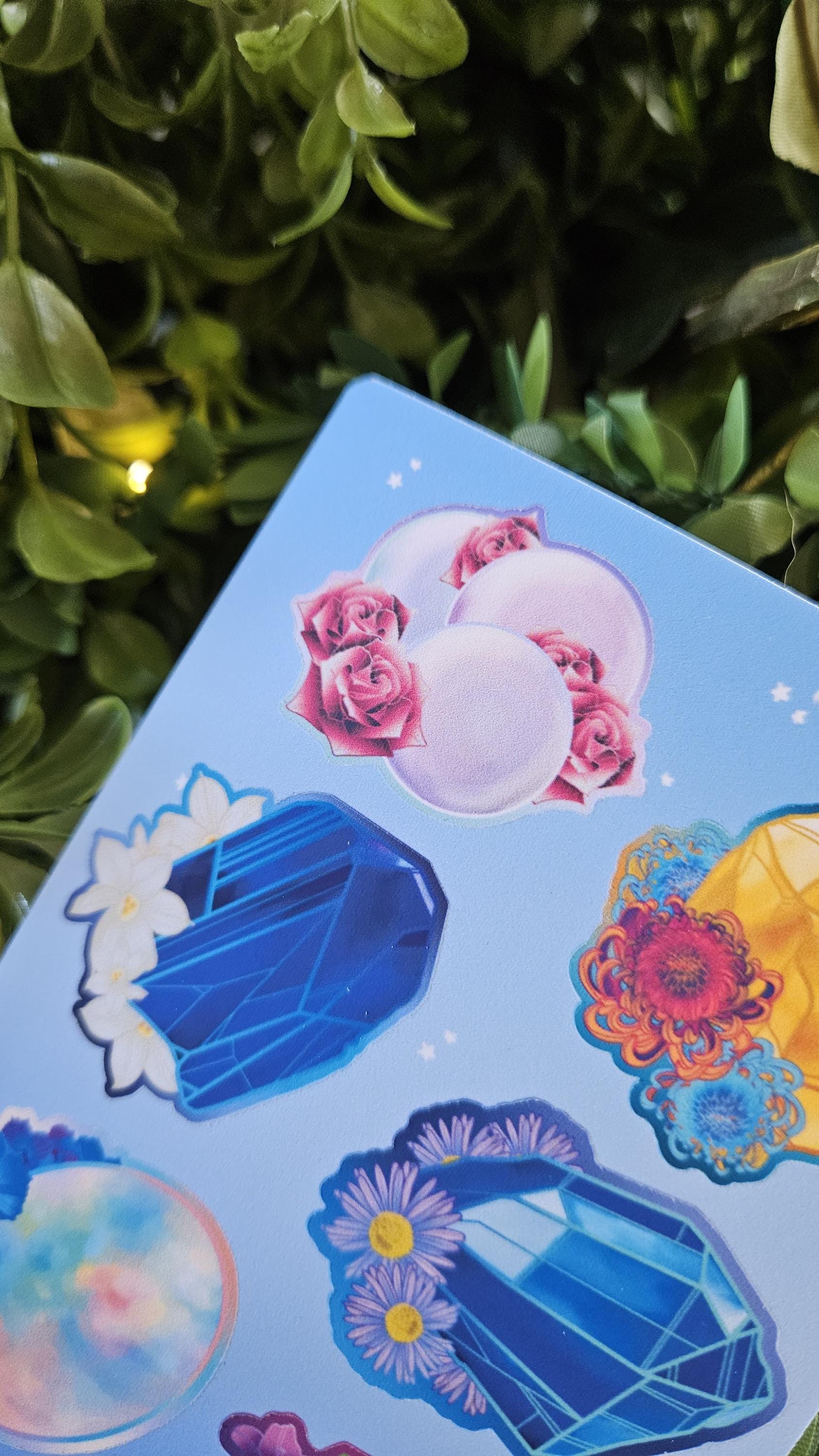 PLANNER STICKER SHEET : Birthstone Crystals Part 2 - Pearl, Topaz, Tanzanite, Sapphire, Opal, Peridot Acornandcrowstudio