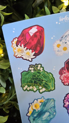 PLANNER STICKER SHEET : Birthstone Crystals Part 1 - Garnet , Amethyst, Aquamarine, Diamond, Emerald, Ruby Acornandcrowstudio