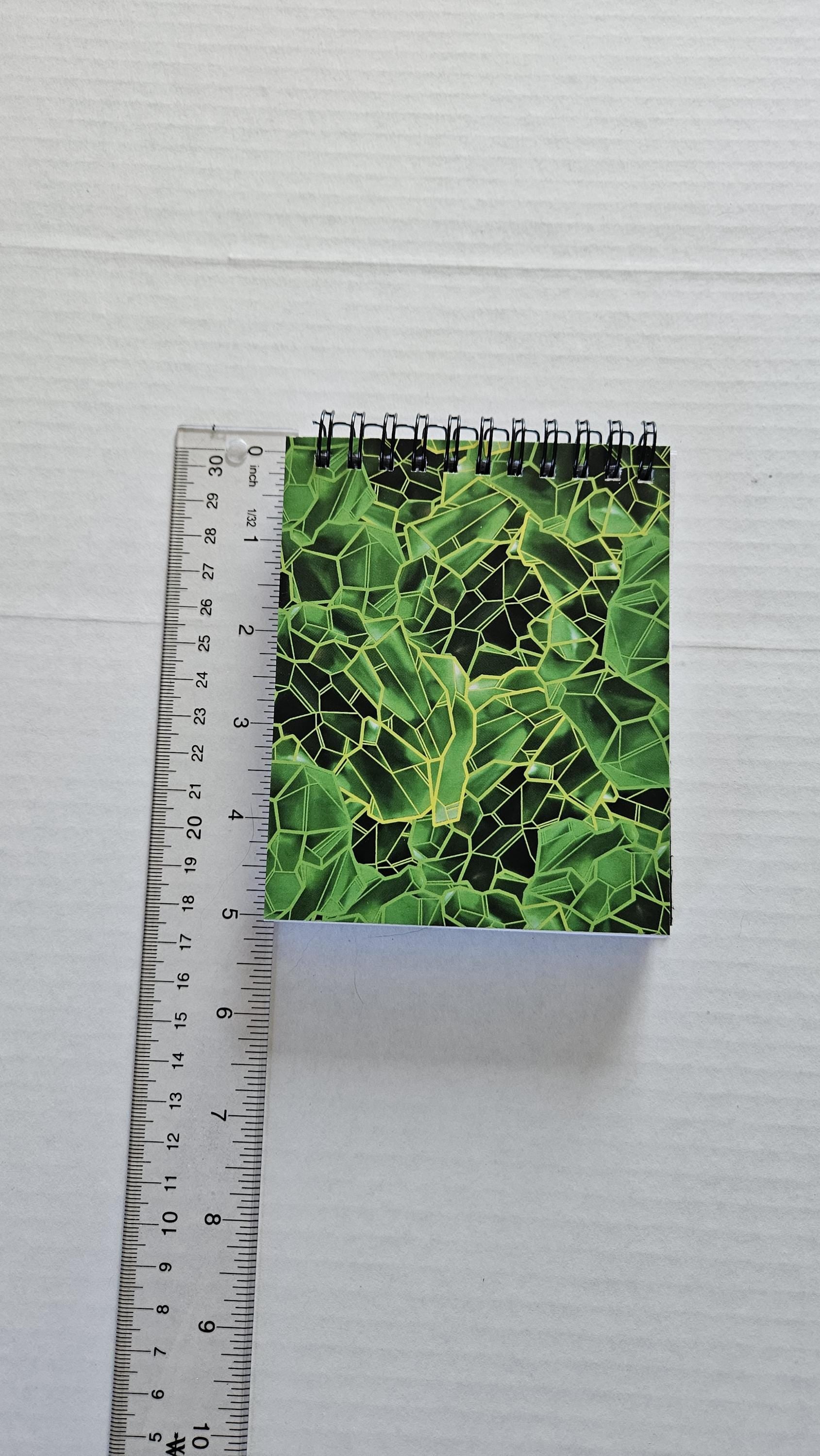 4x5 inches HANDMADE Top Bound SPIRAL NOTEBOOK: Emerald with Lily of the Valley Acornandcrowstudio