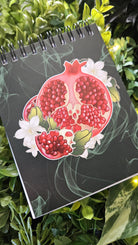 4x5 Top Bound HANDMADE SPIRAL NOTEBOOK: Pomegranate and Narcissus Flowers Acornandcrowstudio