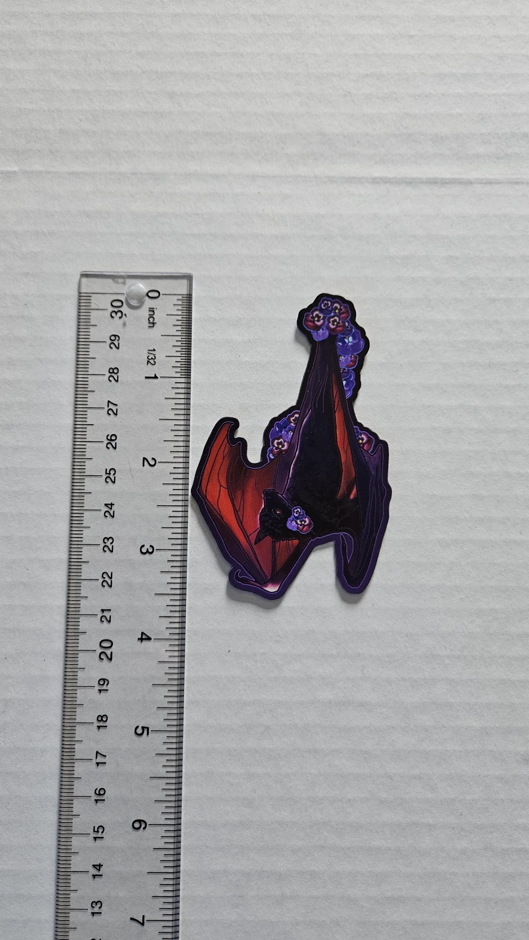 MAGNET: Pansy Blossom Bat - 'Batricia' Acornandcrowstudio