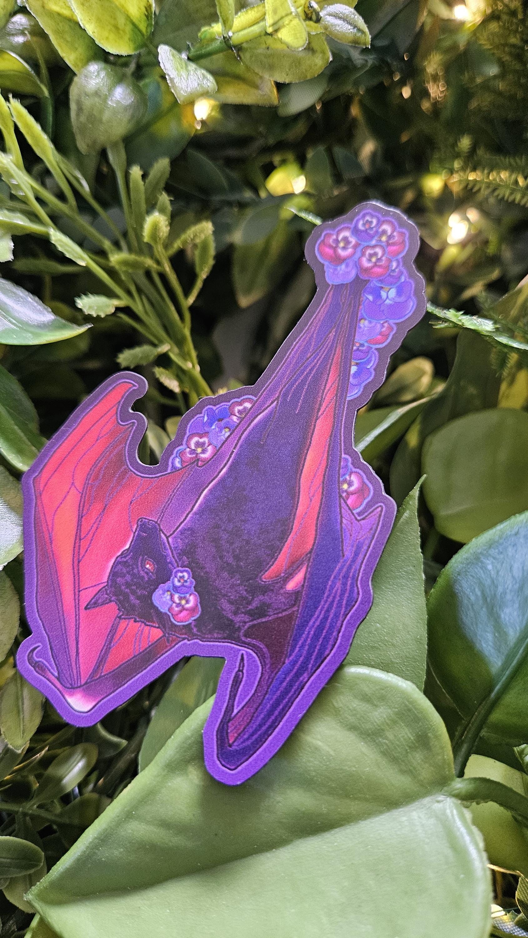 MAGNET: Pansy Blossom Bat - 'Batricia' Acornandcrowstudio