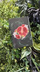 4x6 HANDMADE SPIRAL NOTEBOOK: Pomegranate and Narcissus Flowers Acornandcrowstudio