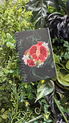 4x6 HANDMADE SPIRAL NOTEBOOK: Pomegranate and Narcissus Flowers Acornandcrowstudio