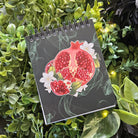 4x5 Top Bound HANDMADE SPIRAL NOTEBOOK: Pomegranate and Narcissus Flowers Acornandcrowstudio