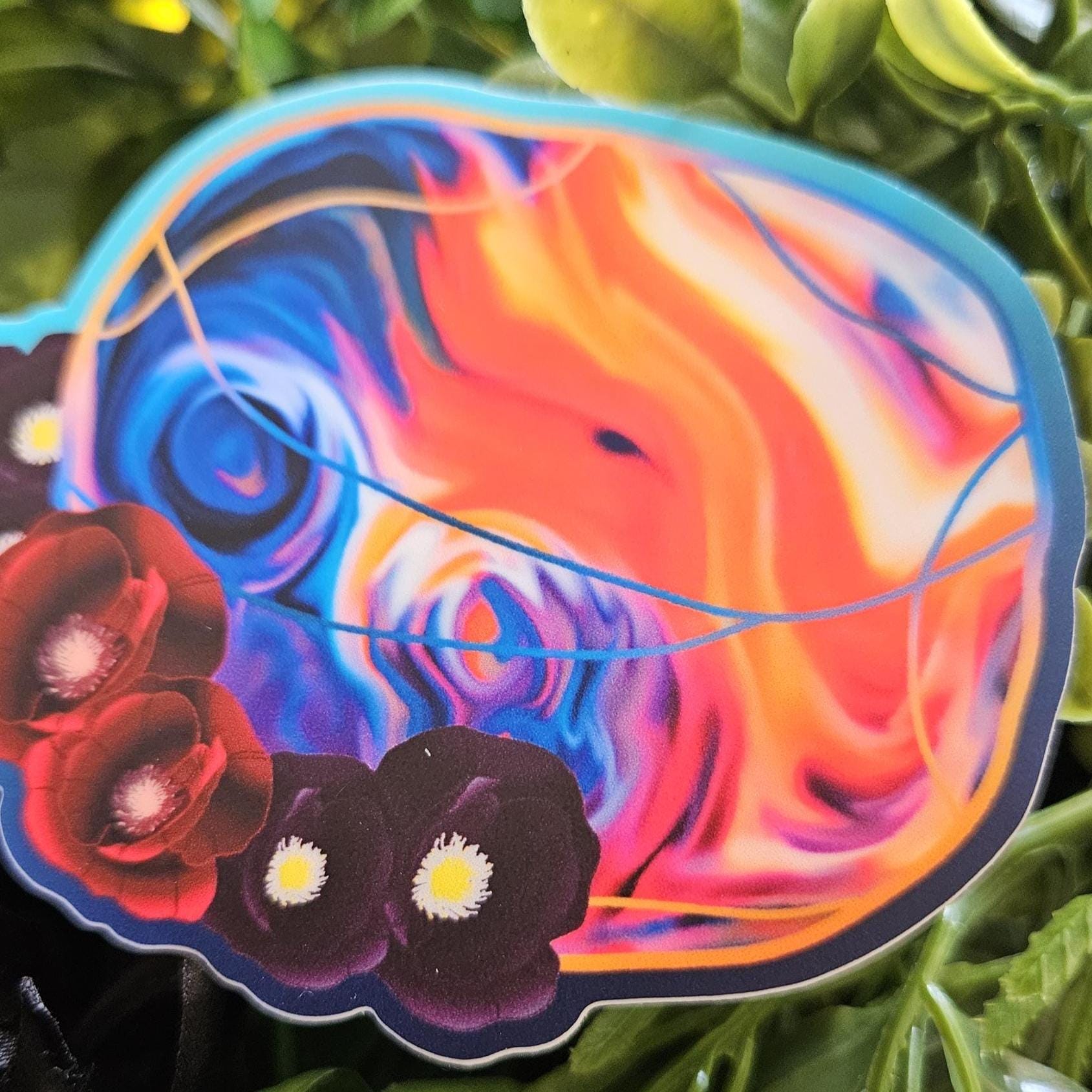 MATTE STICKER: August 'Alternate' Birthstone Sardonyx with Poppies Acornandcrowstudio