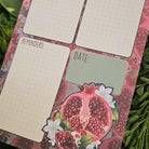 NOTEPAD 5 x 8: Pomegranate 'Brain Dump' with Grid Planner Style Pages Acornandcrowstudio