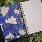 4x6 inches HANDMADE SPIRAL NOTEBOOK: Tanzanite with Narcissus Flowers Acornandcrowstudio